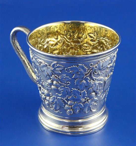 A Victorian silver christening mug by John Samuel Hunt,